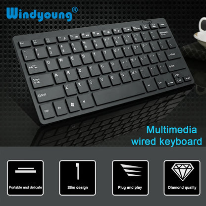 Ultra-Thin Wired Keyboard USB 2.0 Mini Multimedia 78 Keys PC Laptop Gaming Keyboard with Spanish Arabic Russian Hebrew Sticker