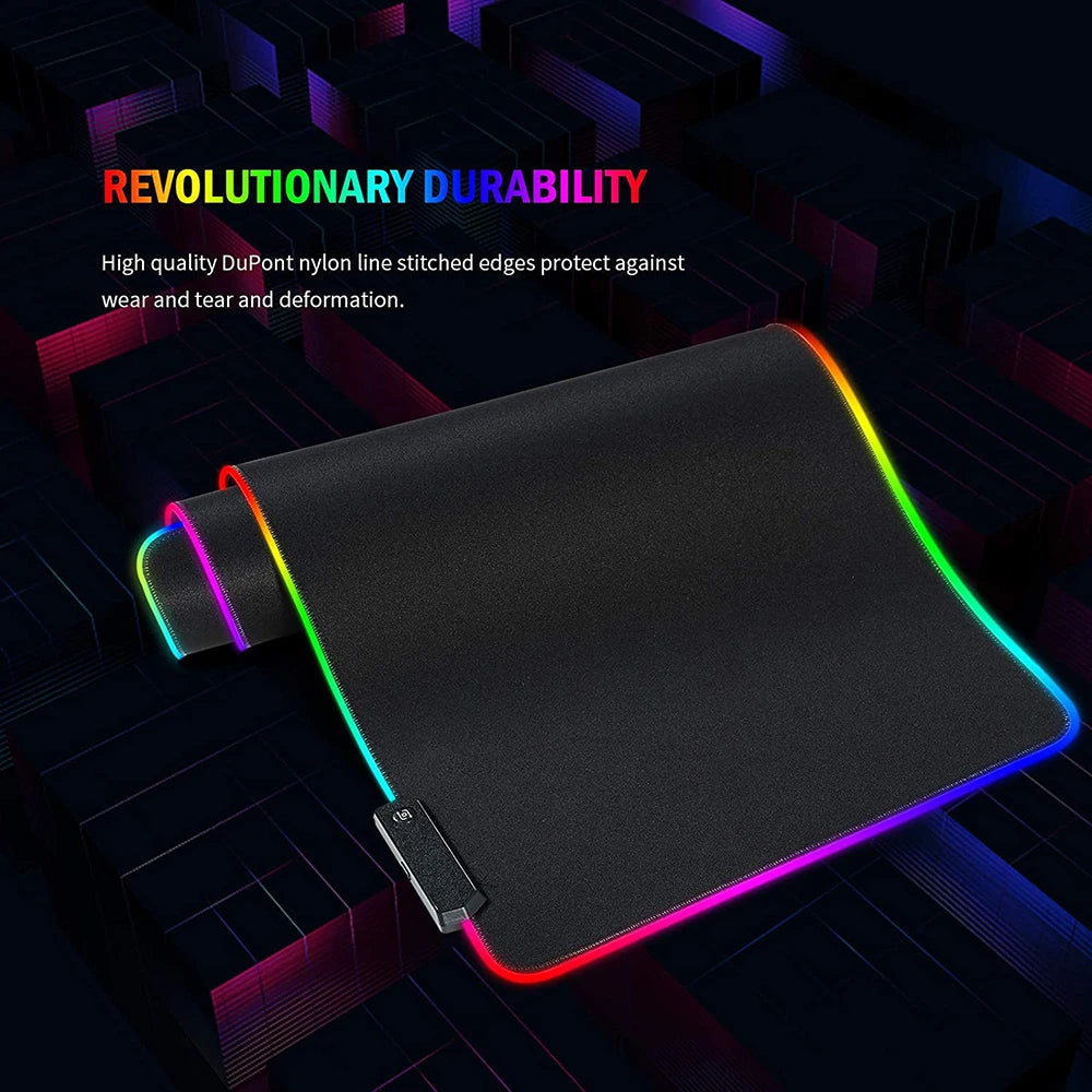 RGB Gaming Mouse Mat Pad - Large Extended Led Mousepad With 14 Lighting Modes , Anti-Slip Rubber Base Mouse Mat For Gamer