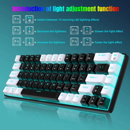 Wired Mechanical Keyboard 68 Keys Hot Swap Blue Switch Backlight Computer Desktop Gaming Keyboard PC