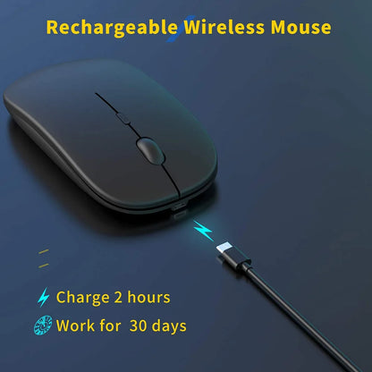 Wireless Rechargeable Mouse for Laptop Computer PC,  Slim Mini Noiseless Cordless Mouse, 2.4G Mice for Home/Office